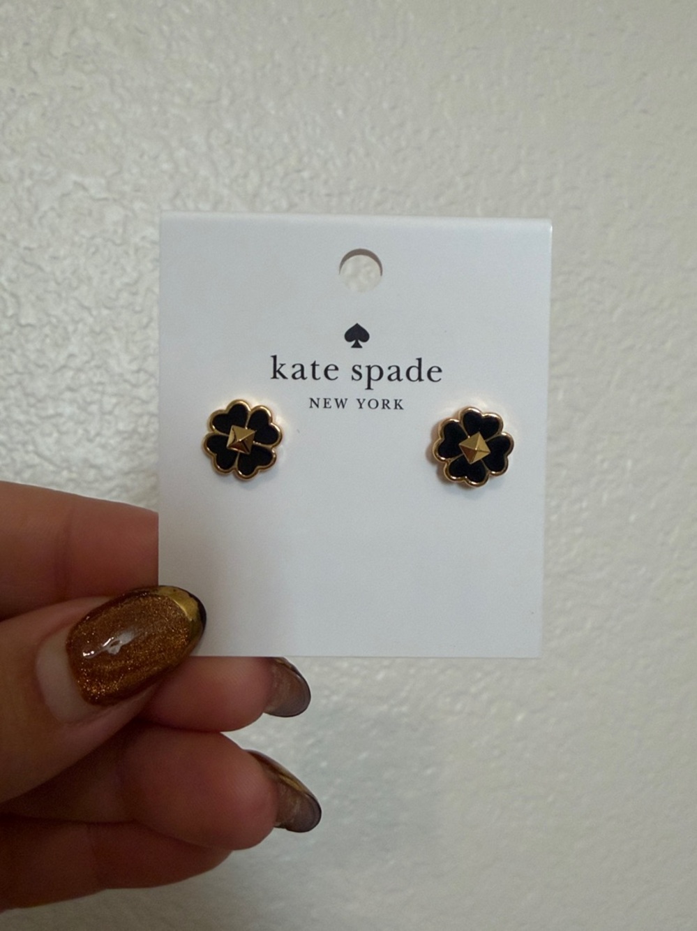Kate Spade Black and Gold Flower Stud Earrings